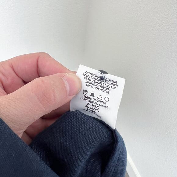 [Frank and Oak] Navy Blue Ruffle Hem Faux Button Down Midi Dress NWT Size XL - Picture 9 of 10